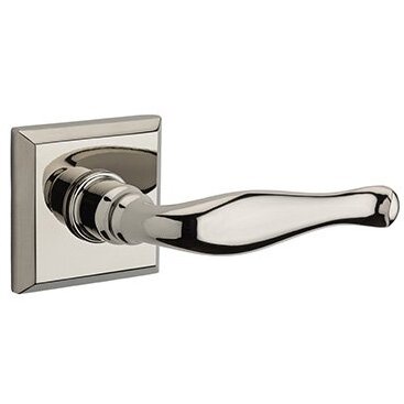 Baldwin Right Handed Passage Decorative Door Lever with Traditional Square Rose in Polished Nickel