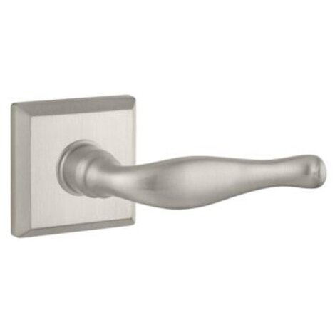 Baldwin Passage Door Lever with Traditional Square Rose in Satin Nickel