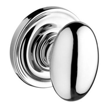 Baldwin Passage Door Knob with Traditional Round Rose in Polished Chrome