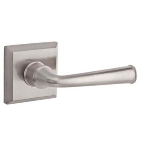 Baldwin Passage Door Lever with Traditional Square Rose in Satin Nickel