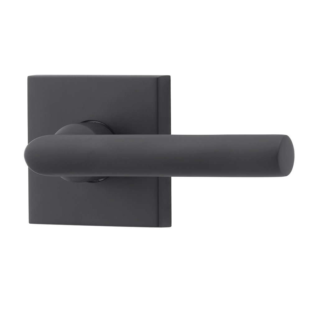 Baldwin Passage Tube Door Lever with Contemporary Square Rose in Satin Black