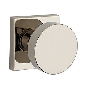 Baldwin Privacy Contemporary Door Knob with Contemporary Square Rose in Polished Nickel