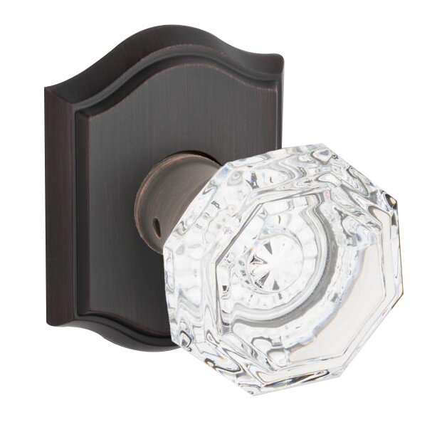 Baldwin Privacy Crystal Door Knob with Traditional Arch Rose in Venetian Bronze