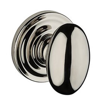 Baldwin Privacy Ellipse Door Knob with Traditional Round Rose in Polished Nickel