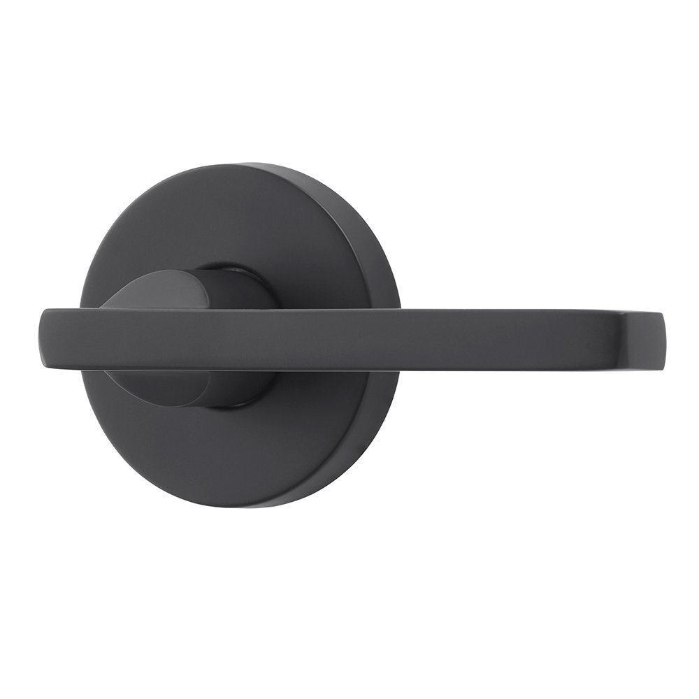 Baldwin Privacy Door Lever with Contemporary Round Rose in Satin Black