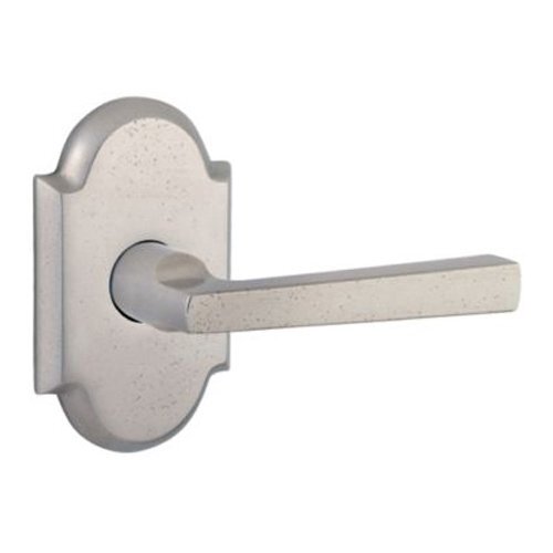 Baldwin Privacy Door Lever with Rustic Arch Rose in White Bronze