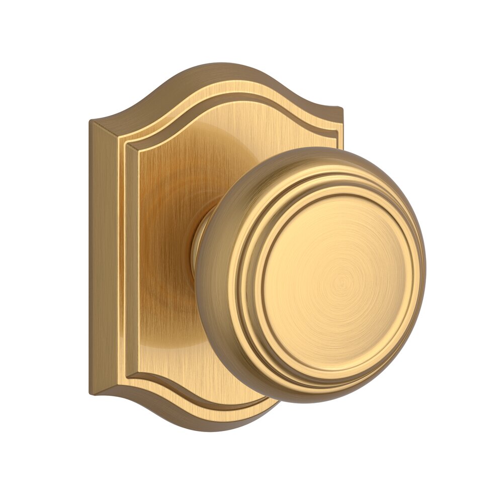 Baldwin Privacy Door Knob with Arch Rose in PVD Lifetime Satin Brass
