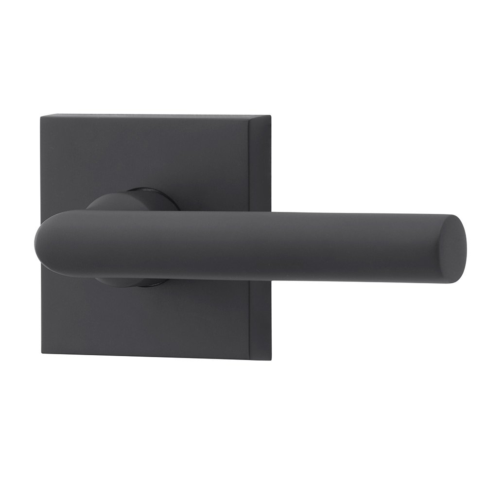 Baldwin Privacy Tube Door Lever with Contemporary Square Rose in Satin Black