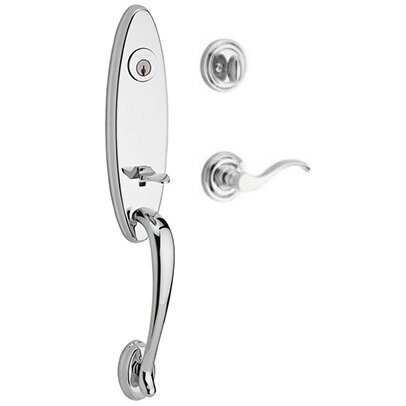Baldwin Left Handed Single Cylinder Handleset with Curve Lever in Polished Chrome