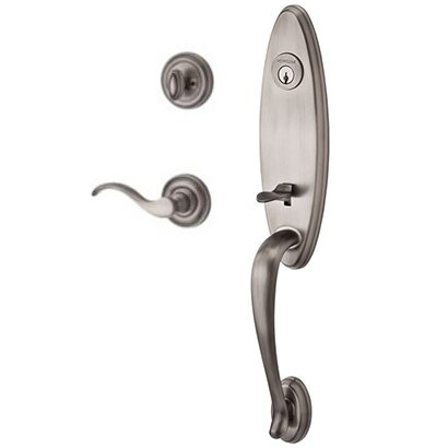 Baldwin Right Handed Single Cylinder Handleset with Curve Lever in Matte Antique Nickel