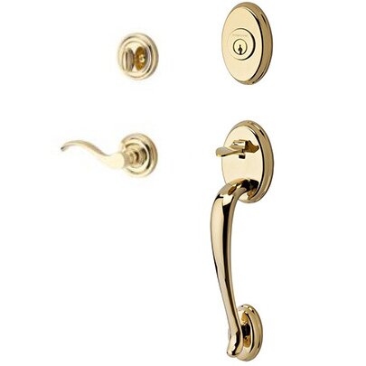 Baldwin Right Handed Single Cylinder Handleset with Curve Lever in Polished Brass