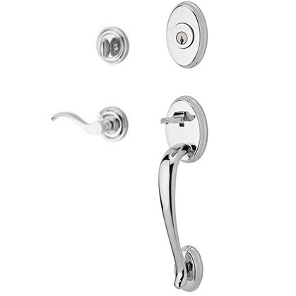 Baldwin Right Handed Single Cylinder Handleset with Curve Lever in Polished Chrome