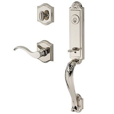 Baldwin Right Handed Single Cylinder Elizabeth Handlest with Curve Door Lever with Traditional Arch Rose in Polished Nickel