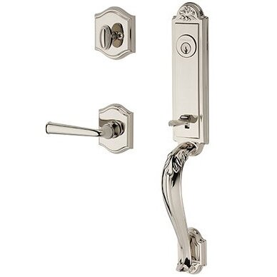 Baldwin Right Handed Single Cylinder Elizabeth Handlest with Federal Door Lever with Traditional Arch Rose in Polished Nickel