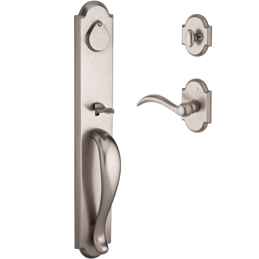 Baldwin Right Handed Single Cylinder Handleset with Arch Lever in White Bronze