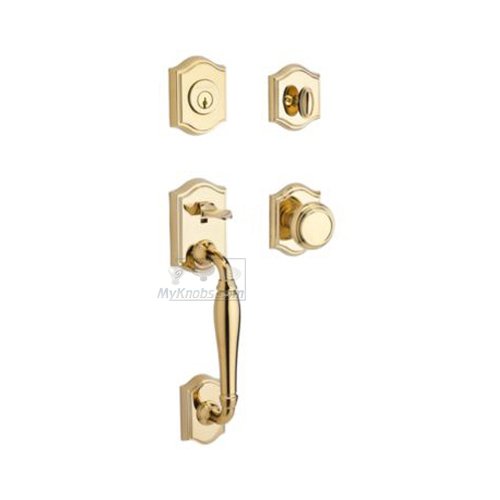 Baldwin Single Cylinder Handleset with Traditional Knob in Polished Brass