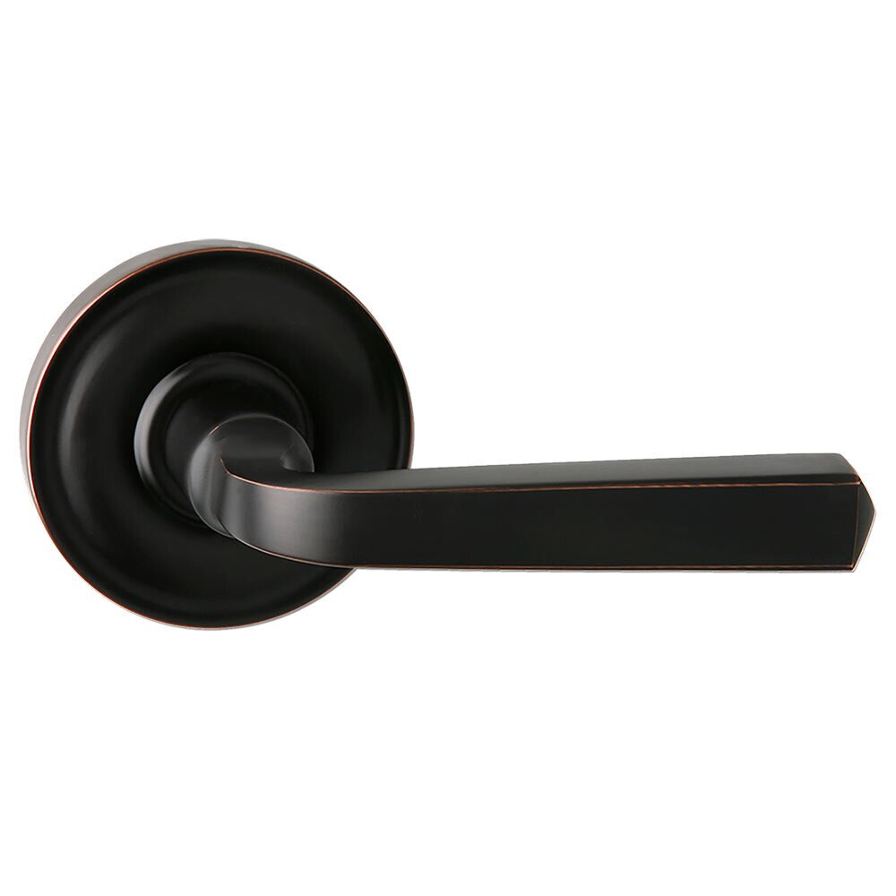 Bravura Hardware Privacy Round Rosette with Traditional Straight Lever in Oil Rubbed Bronze