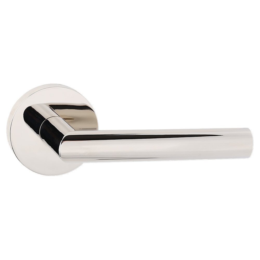 Bravura Hardware Passage Contemporary Round Rosette with Contemporary Wide Lever in Polished Nickel