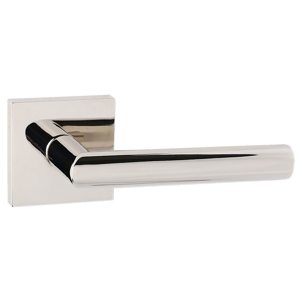 Bravura Hardware Passage Contemporary Square Rosette with Contemporary Wide Lever in Polished Nickel