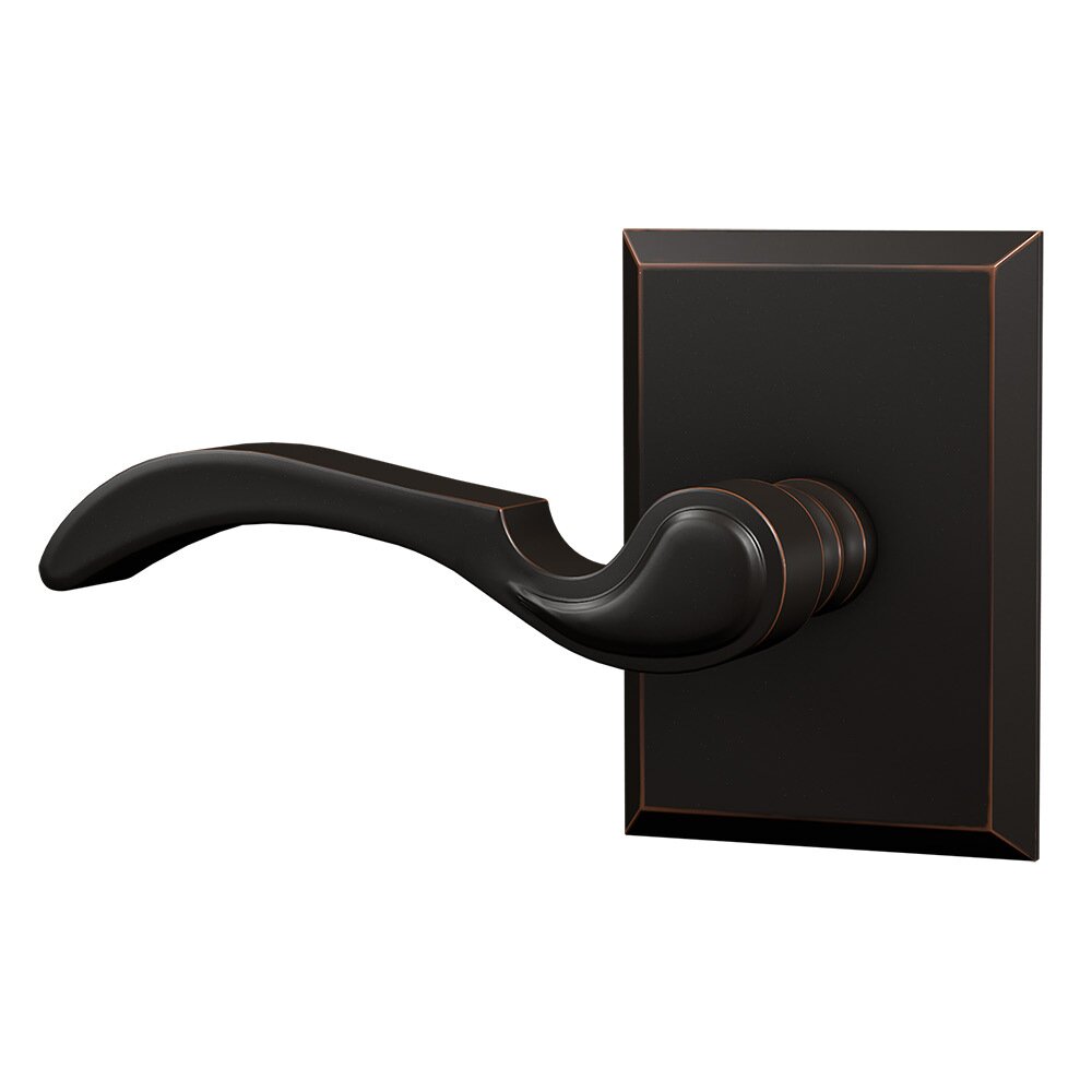 Bravura Hardware Passage Rectangular Rosette with Left Handed Traditional Lever in Oil Rubbed Bronze