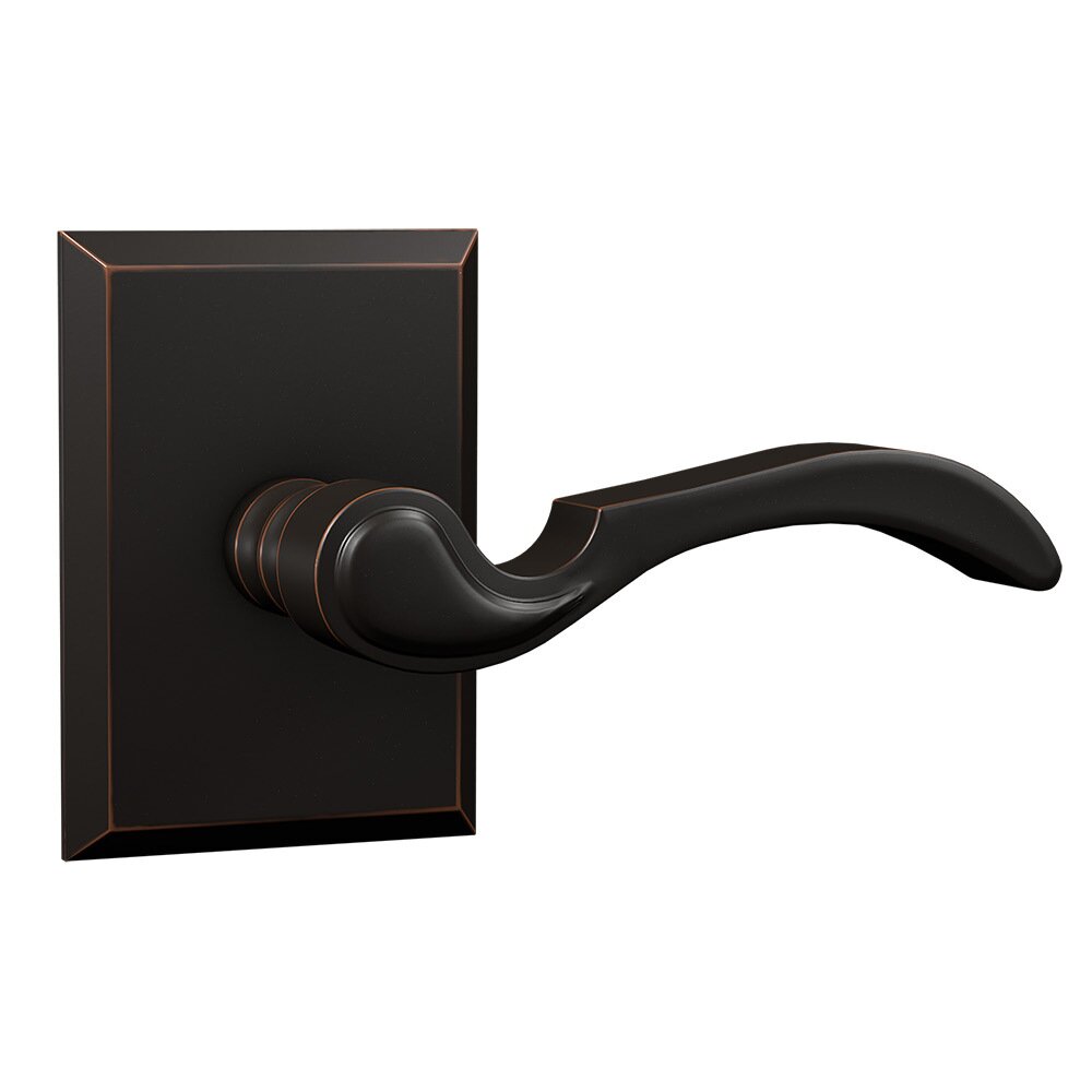 Bravura Hardware Passage Rectangular Rosette with Right Handed Traditional Lever in Oil Rubbed Bronze