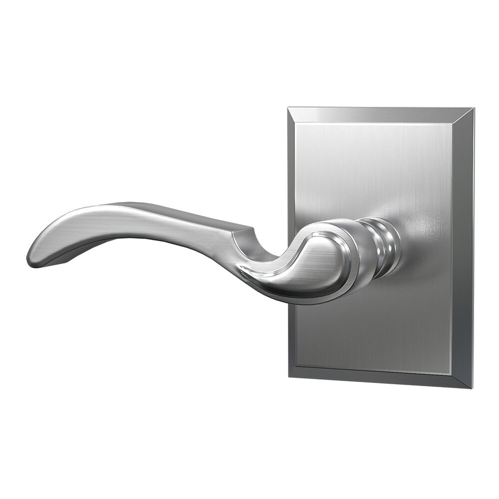 Bravura Hardware Privacy Rectangular Rosette with Left Handed Traditional Lever in Satin Nickel