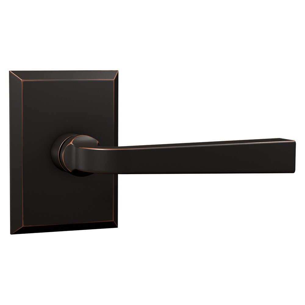 Bravura Hardware Passage Rectangular Rosette with Straight Traditional Lever in Oil Rubbed Bronze