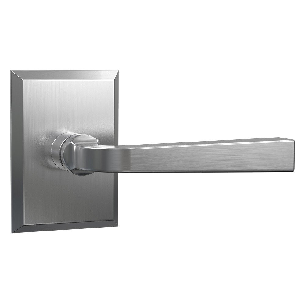 Bravura Hardware Privacy Rectangular Rosette with Straight Traditional Lever in Satin Nickel