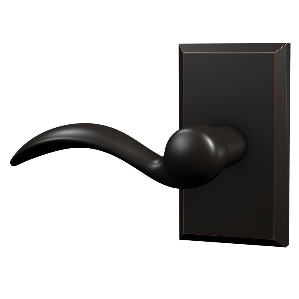 Bravura Hardware Passage Large Rectangular Rosette with Left Handed Traditional Curved Lever in Oil Rubbed Bronze