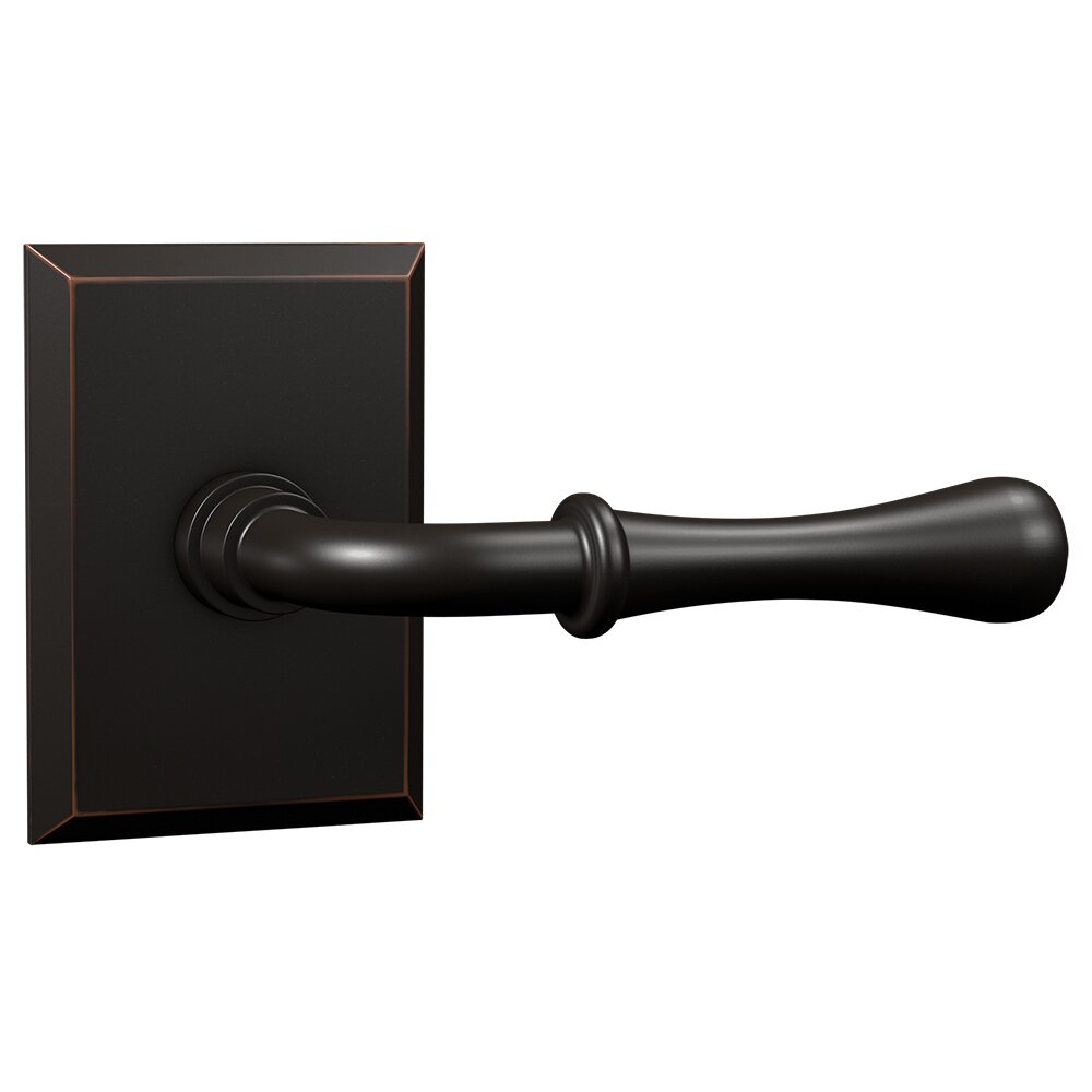 Bravura Hardware Passage Large Rectangular Rosette with Vintage Lever in Oil Rubbed Bronze
