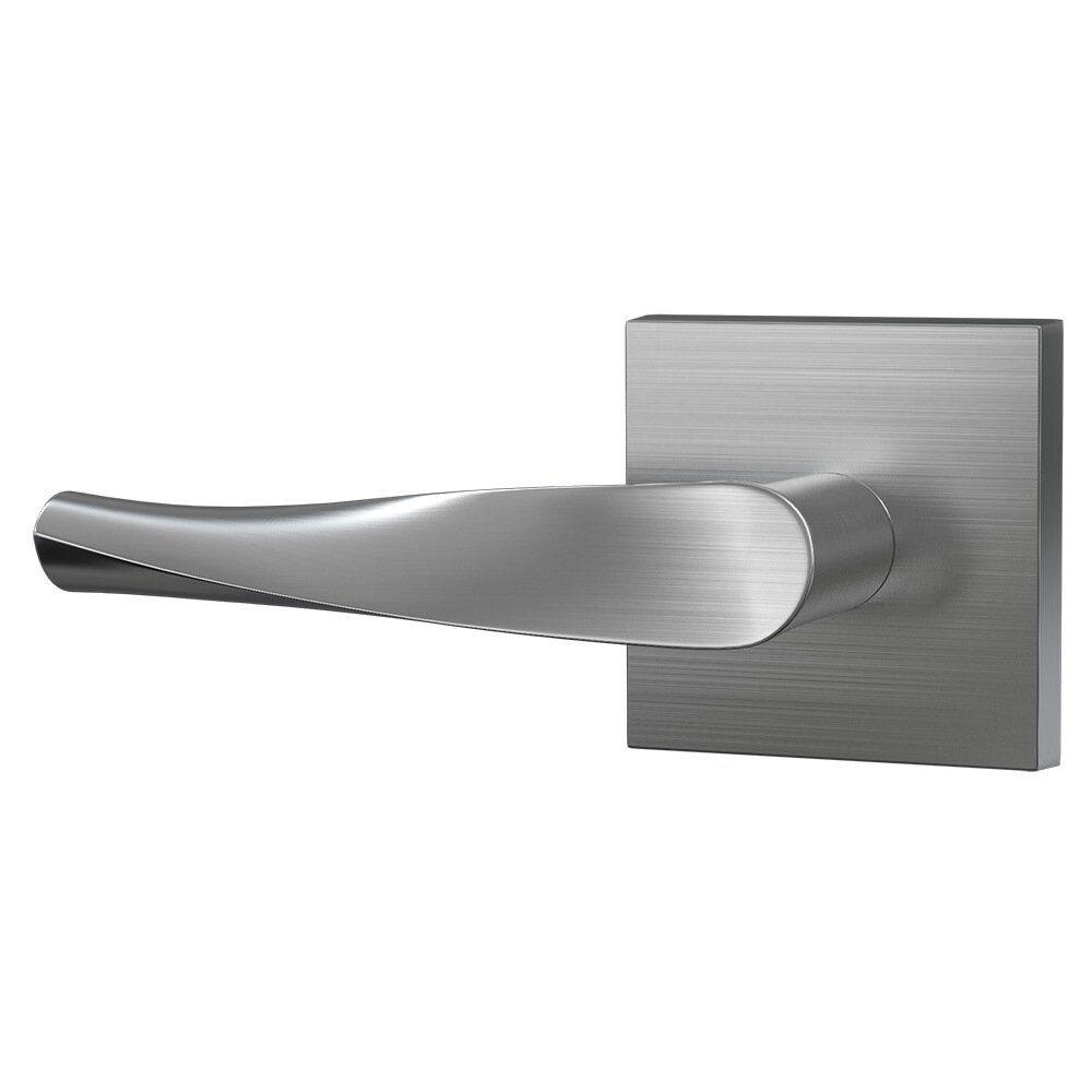 Bravura Hardware Privacy Contemporary Square Rosette with Left Handed Smooth Twist Lever in Satin Nickel