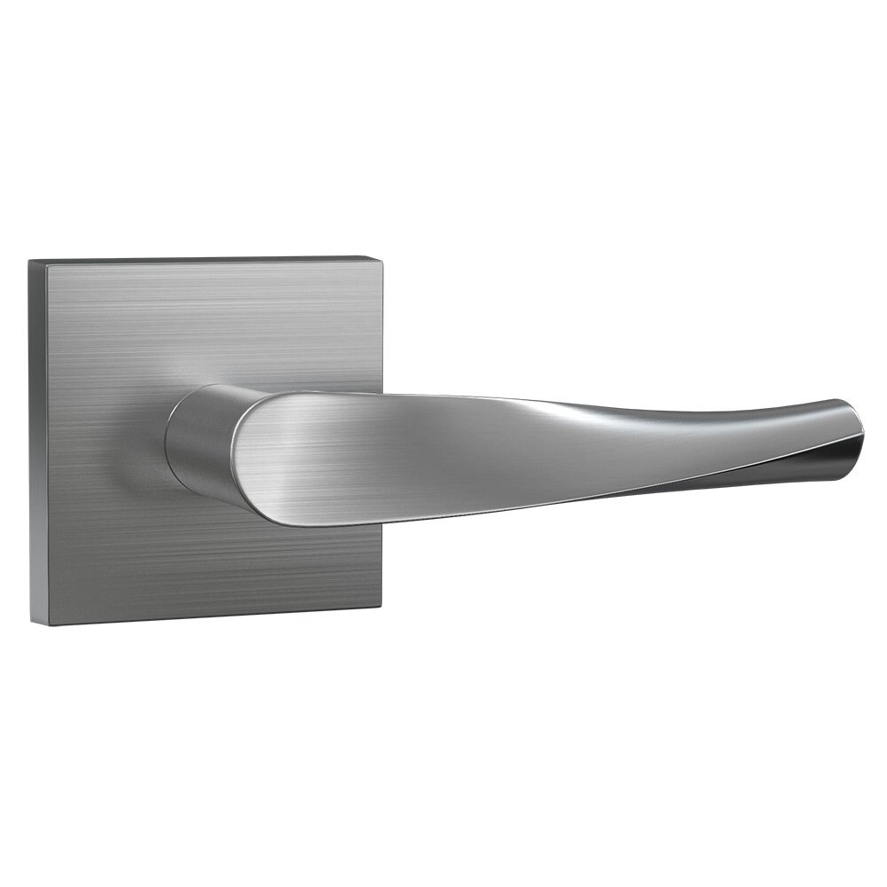 Bravura Hardware Privacy Contemporary Square Rosette with Right Handed Smooth Twist Lever in Satin Nickel