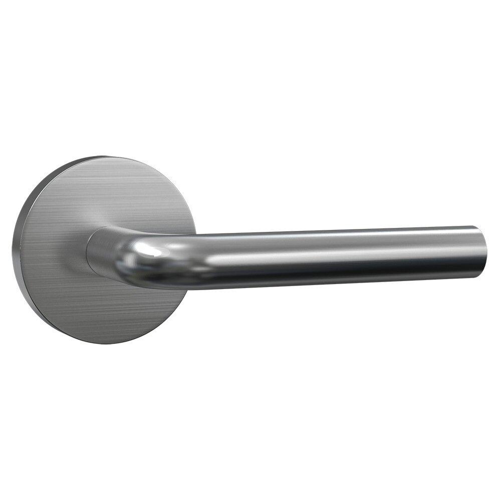 Bravura Hardware Passage Contemporary Round Rosette with Contemporary Tube Lever in Satin Nickel