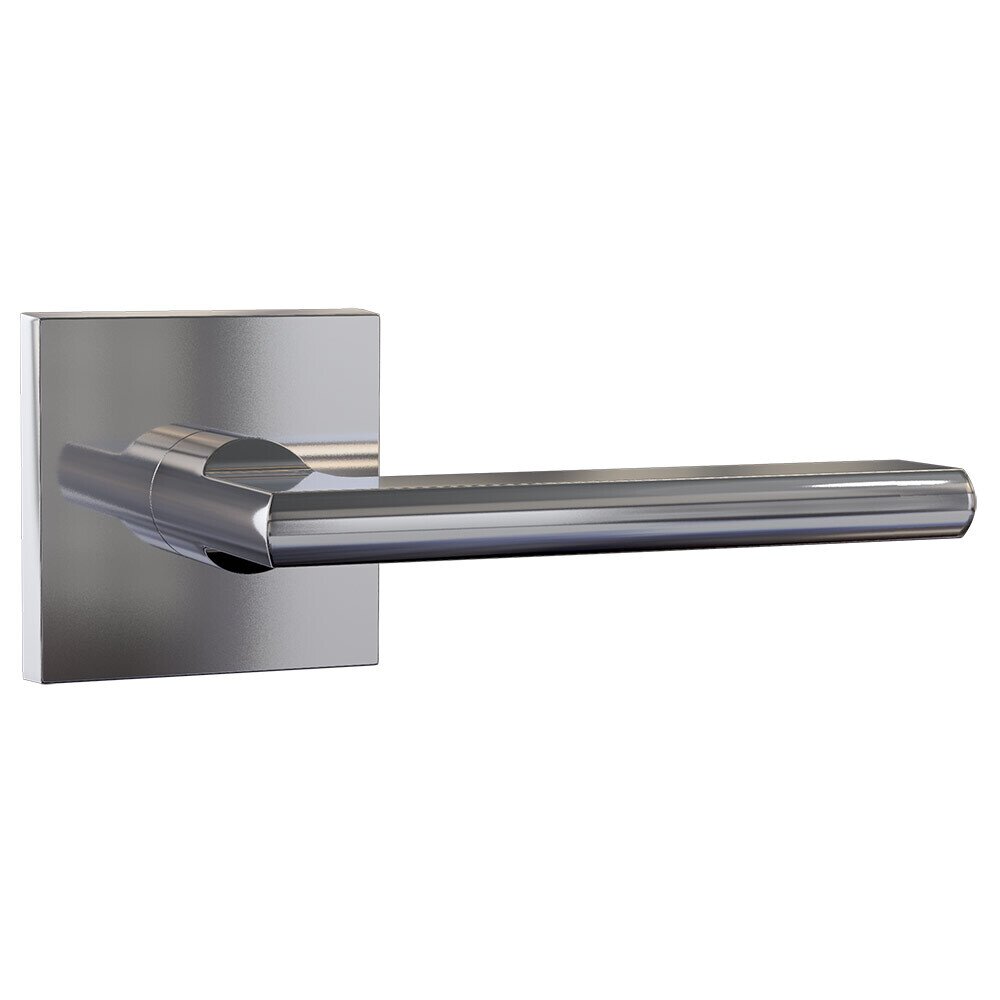Bravura Hardware Passage Contemporary Square Rosette with Sleek Lever in Chrome