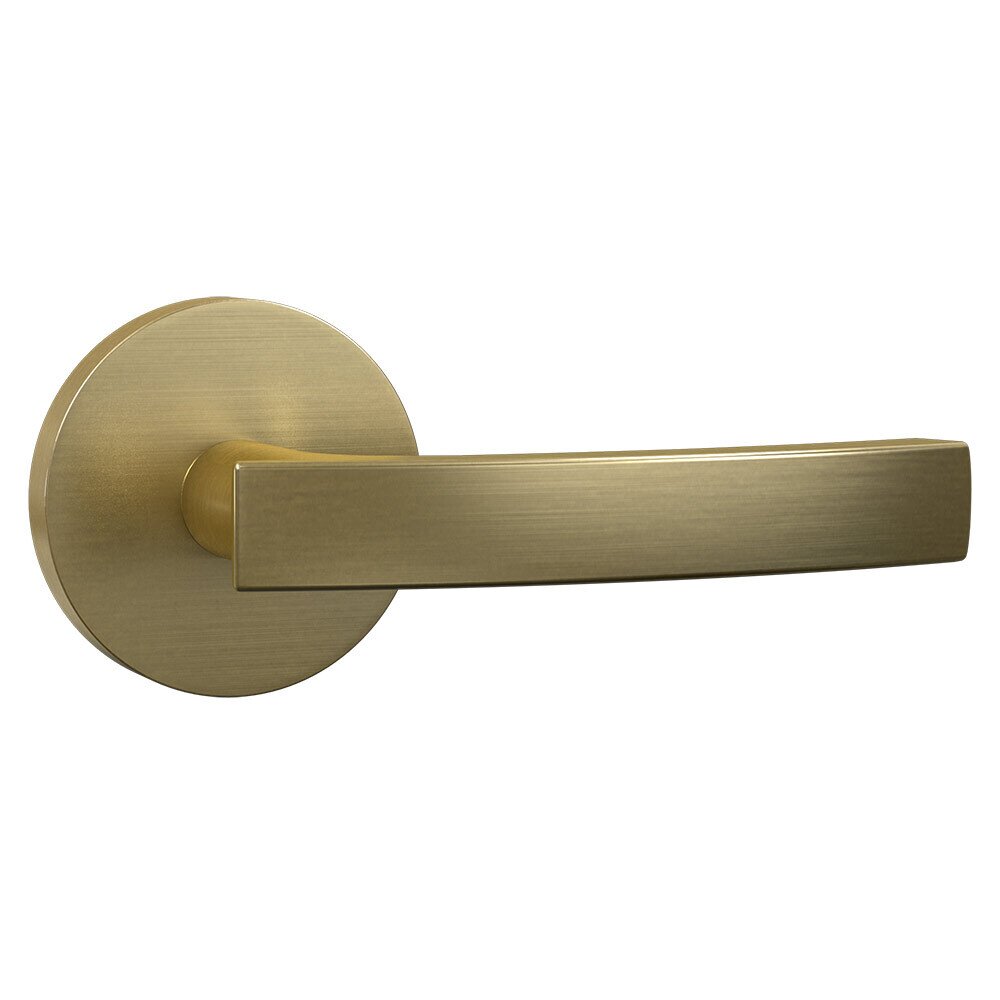 Bravura Hardware Passage Contemporary Round Rosette with Flat Curve Lever in Satin Brass