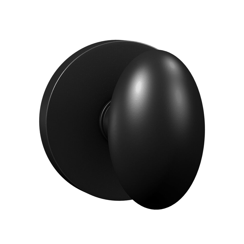 Bravura Hardware Privacy Oxford 905-6 Egg Knob with Round Trim in Matte Black