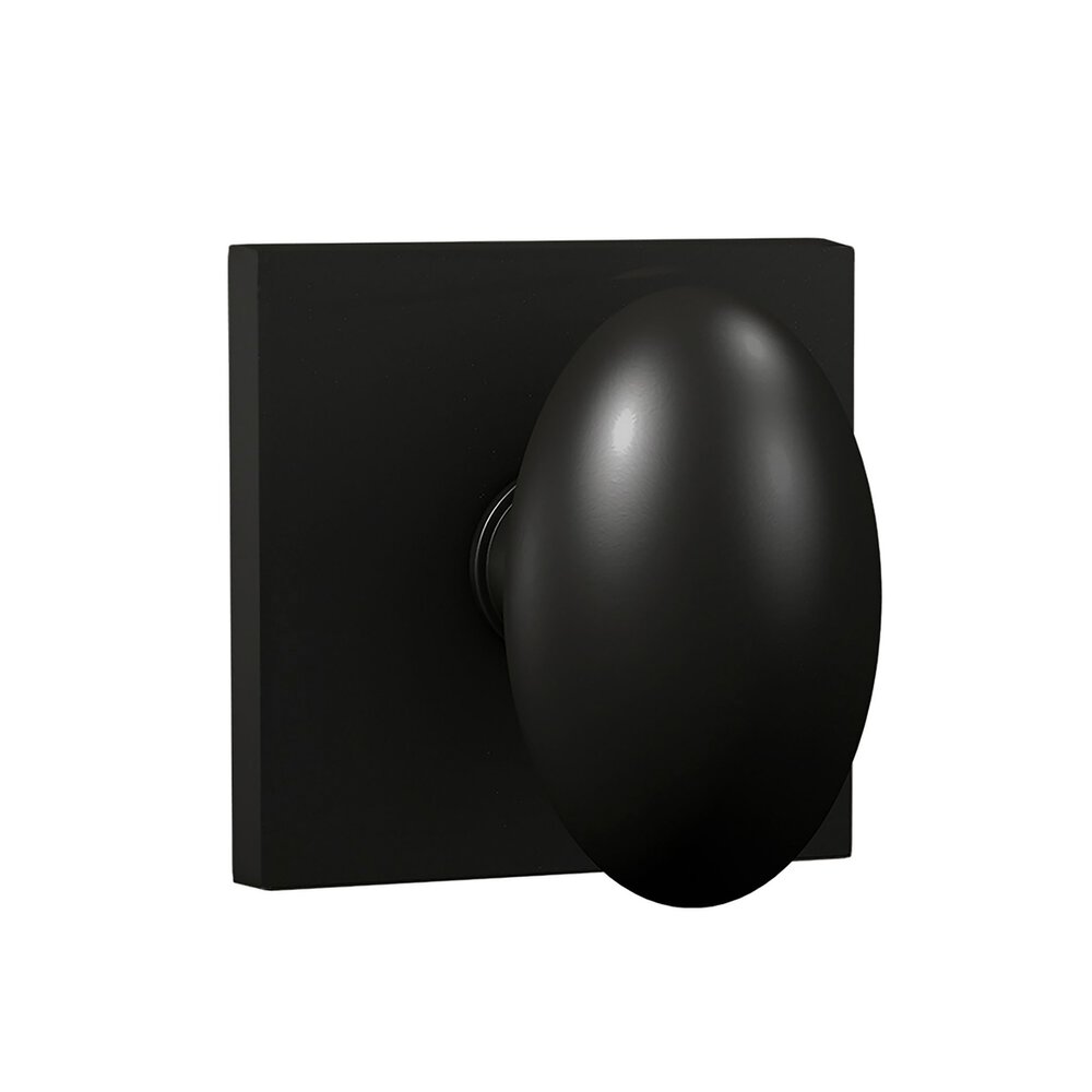 Bravura Hardware Privacy Oxford 905-7 Egg Knob with Square Trim in Matte Black