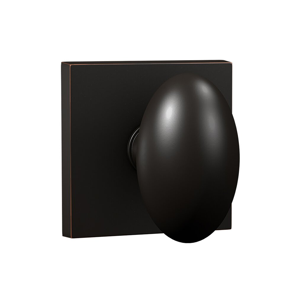 Bravura Hardware Privacy Oxford 905-7 Egg Knob with Square Trim in Oil Rubbed Bronze