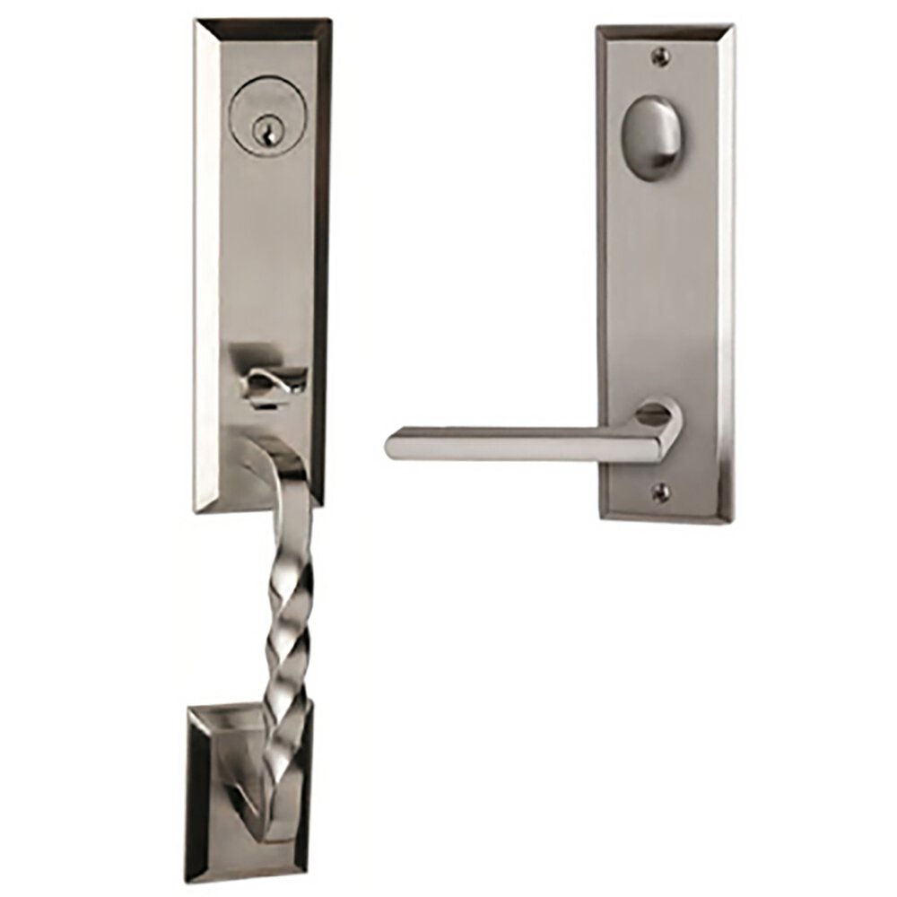 Bravura Hardware Jacksonville Handleset With 615 Interior Plate And 939-Right Handed Charlotte Interior Lever In Satin Nickel