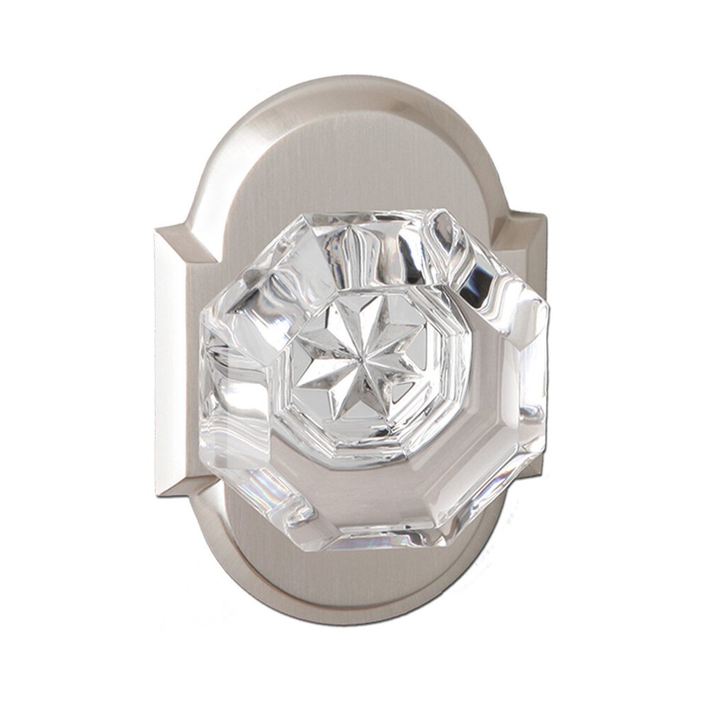 Bravura Hardware Passage Bancroft Crystal Knob with Arched Rose in Satin Nickel