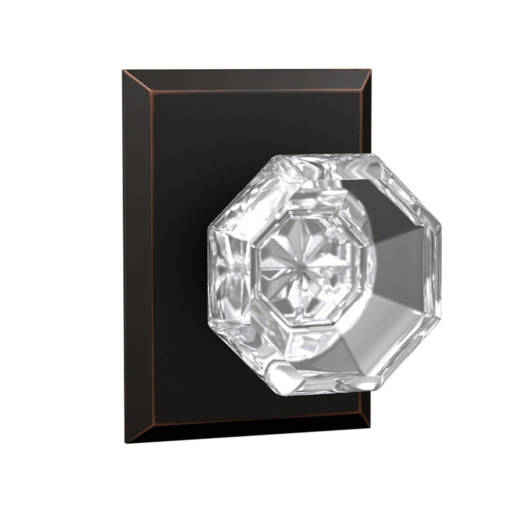 Bravura Hardware Privacy Bancroft Crystal Knob with Arched Rose in Oil Rubbed Bronze