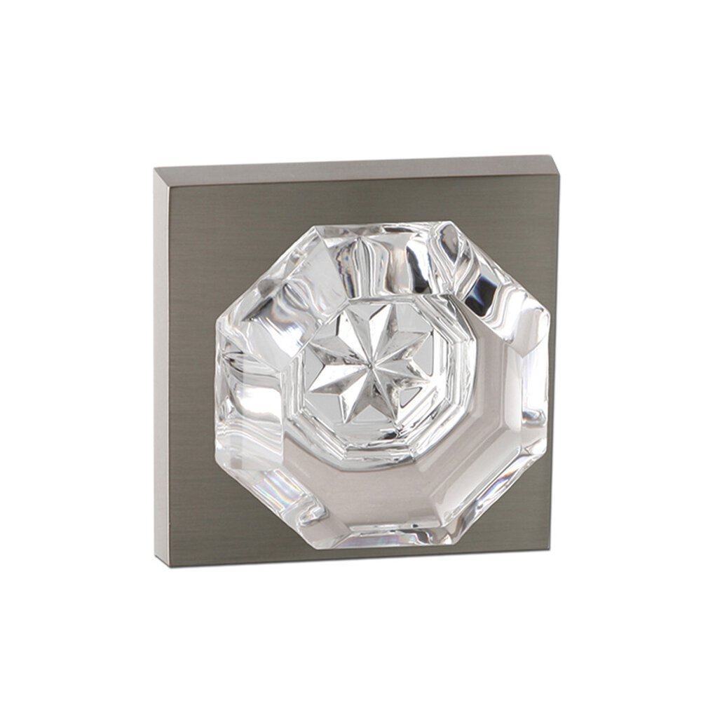 Bravura Hardware Single Dummy Bancroft Crystal Knob with Square Rose in Satin Nickel