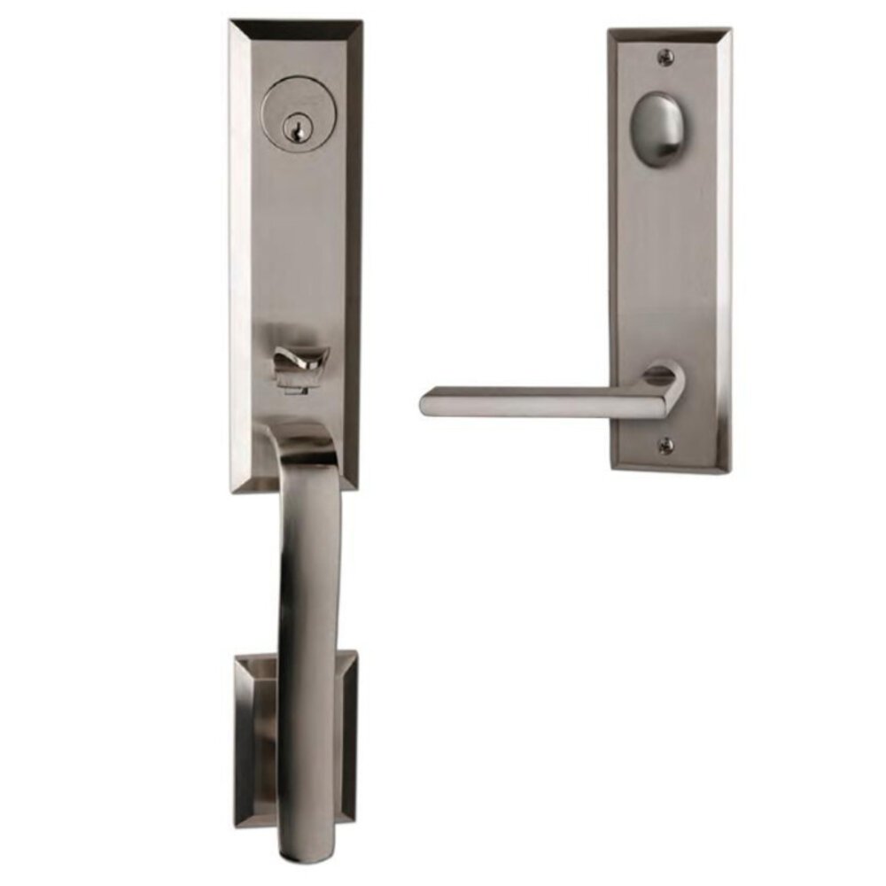 Bravura Hardware Austin Handleset With 615 Interior Plate And Right Handed 939-Charlotte Interior Lever In Satin Nickel