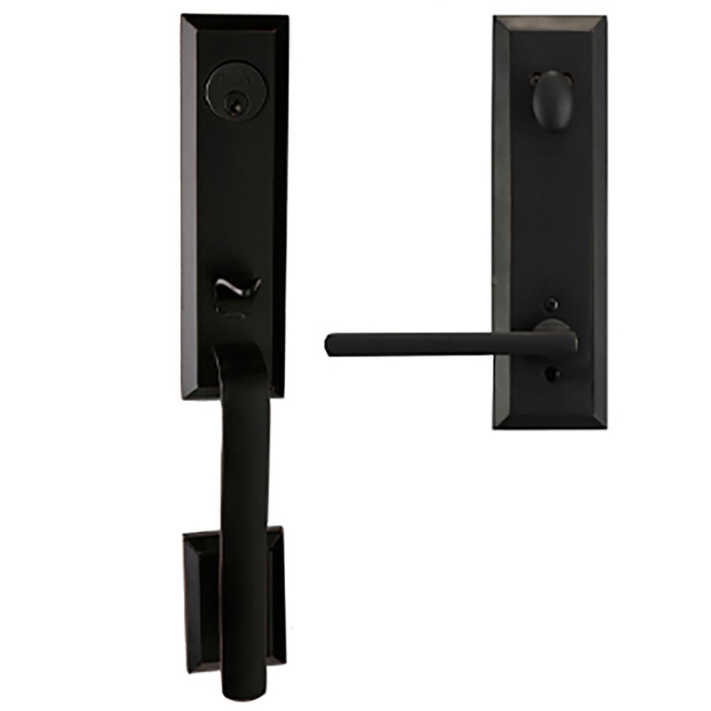 Bravura Hardware Austin Handleset With 615 Interior Plate And Right Handed 939-Charlotte Interior Lever In Matte Black