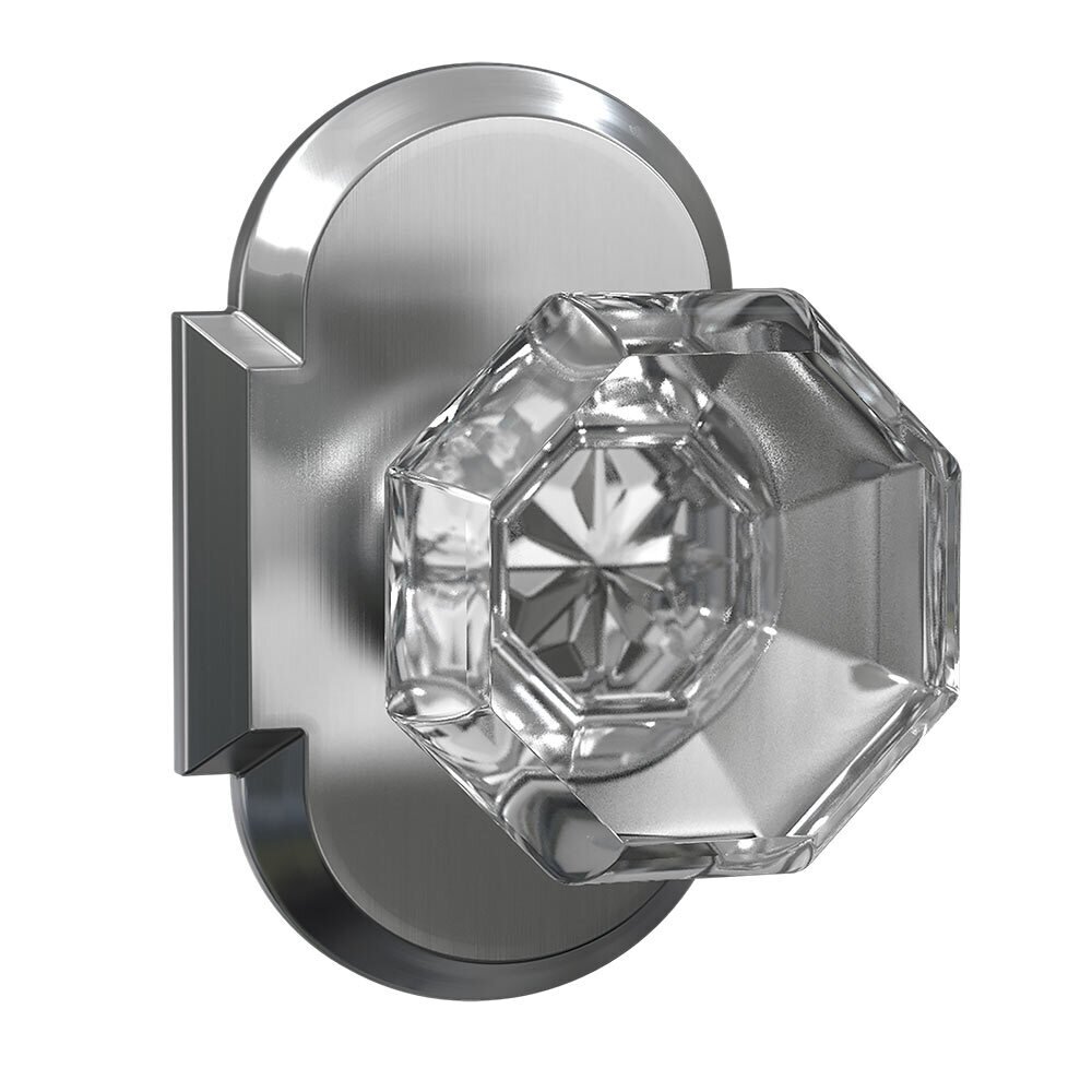 Bravura Hardware Privacy Arch Rosette with Crystal Octagon Knob in Satin Nickel