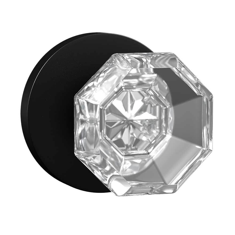 Bravura Hardware Passage Contemporary Round Rosette with Crystal Octagon Knob in Black