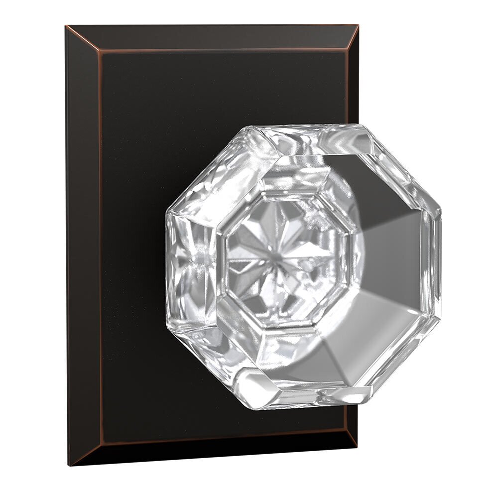 Bravura Hardware Passage Rectangular Rosette with Crystal Octagon Knob in Oil Rubbed Bronze