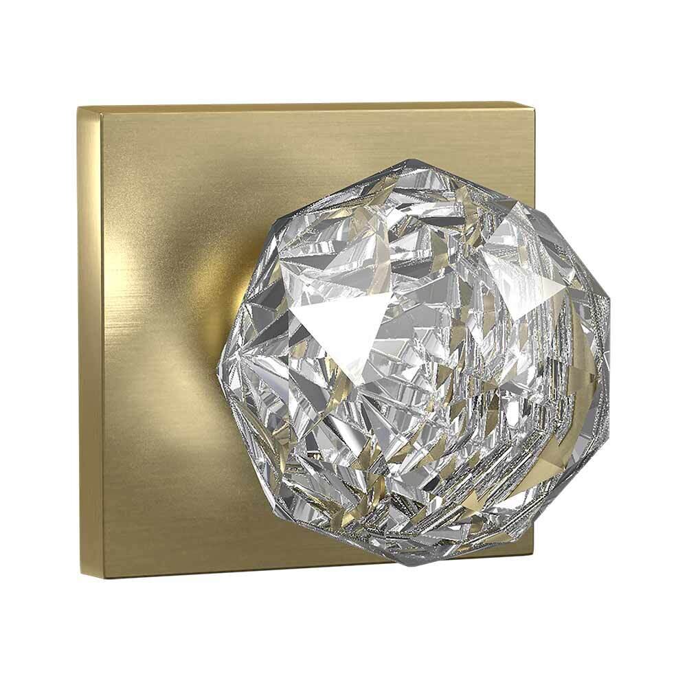 Bravura Hardware Privacy Contemporary Square Rosette with Crystal Ball Knob in Satin Brass