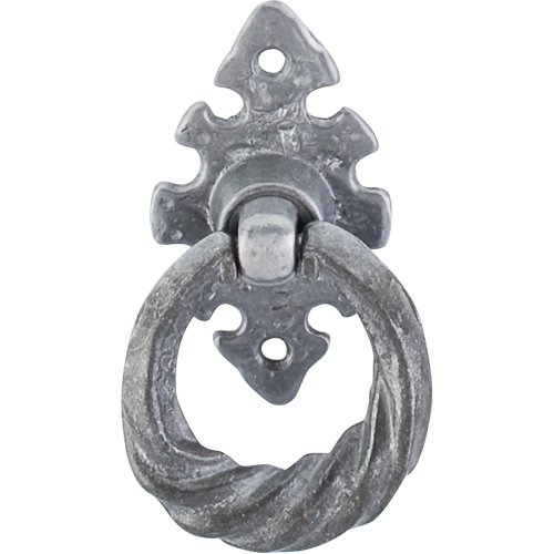 Top Knobs Tudor Ring Pull W/ Vertical Backplate in Pewter Light