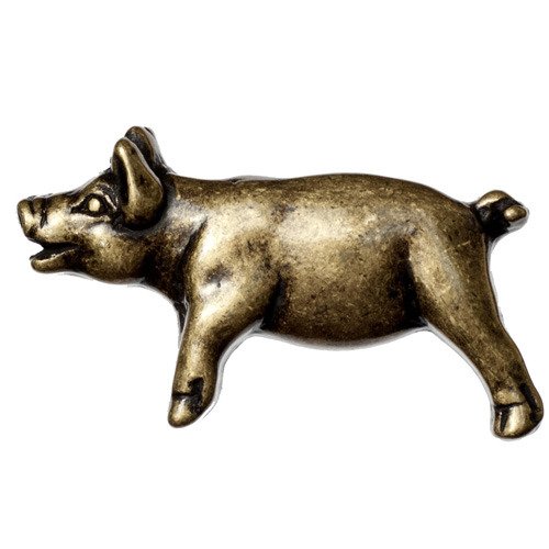 Big Sky Hardware Left Facing Pig Knob in Antique Brass